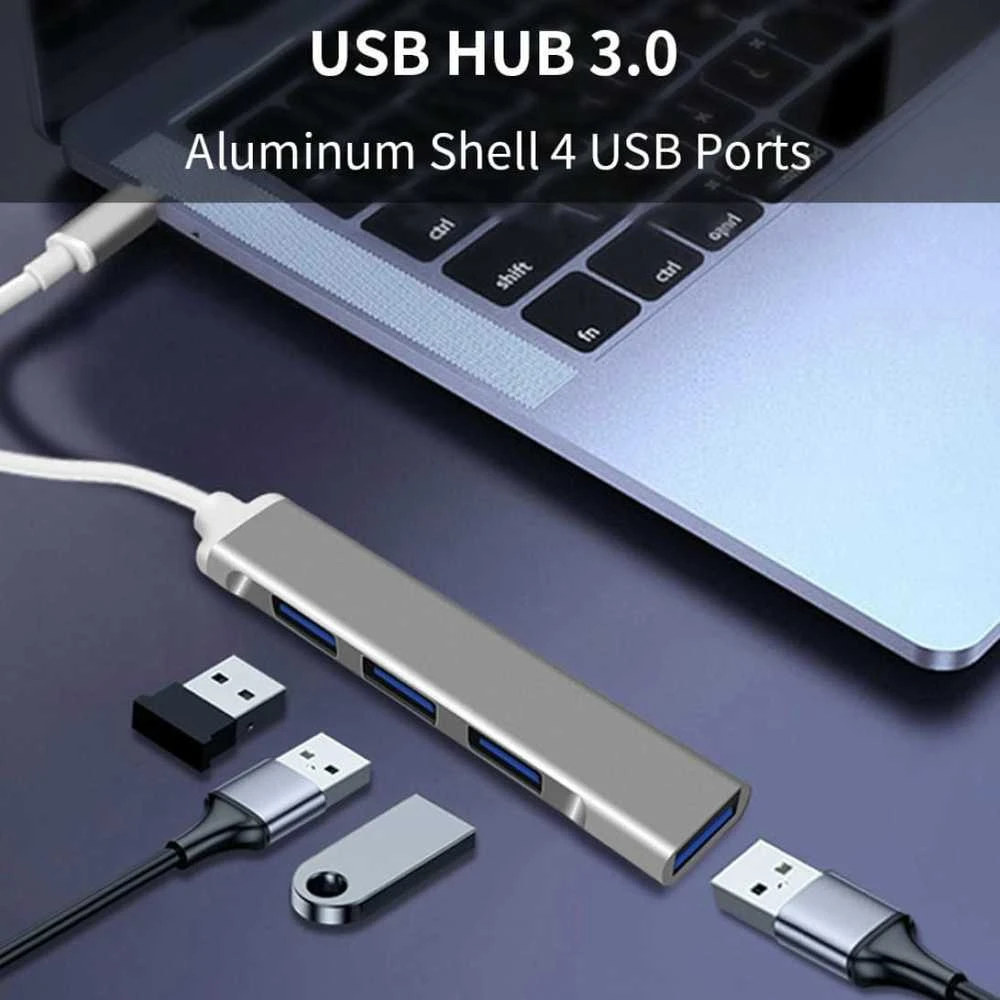 „PremiumCord“ šakotuvas USB-C į USB3.2 A + 3x USB2.0 A, aliuminio korpusas