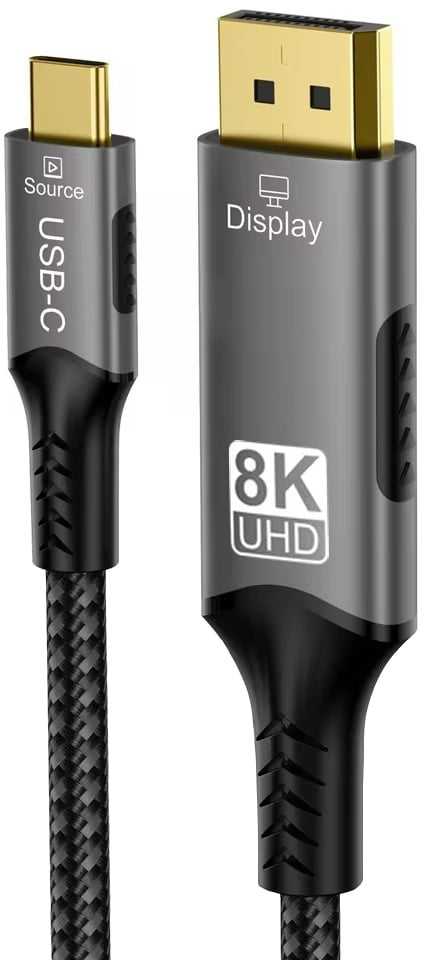 „PremiumCord“ USB-C į „DisplayPort DP1.4“ laidas, 8K@60Hz ir 4k@120Hz, 2 m