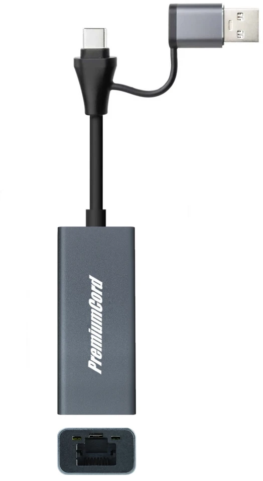 PremiumCord ku31ether07 – USB-C į USB-A adapteris, 15 cm
