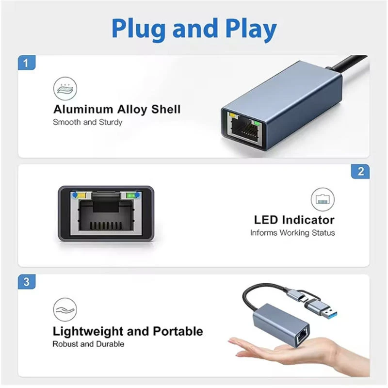 PremiumCord ku31ether07 – USB-C į USB-A adapteris, 15 cm