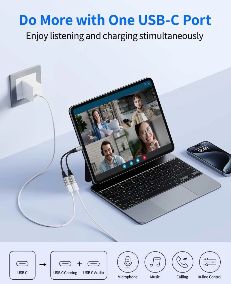 PremiumCord ku31zvuk06 - 2-in-1 USB-C Adapteris