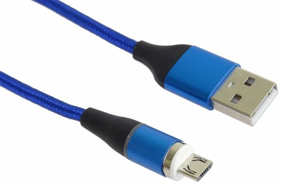 „PremiumCord“ magnetinis „micro USB“ ir USB-C įkrovimo ir duomenų perdavimo laidas, 1 m, mėlynas