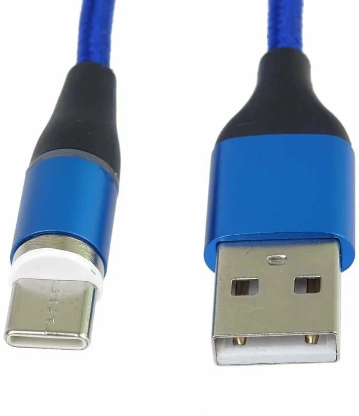 „PremiumCord“ magnetinis „micro USB“ ir USB-C įkrovimo ir duomenų perdavimo laidas, 1 m, mėlynas
