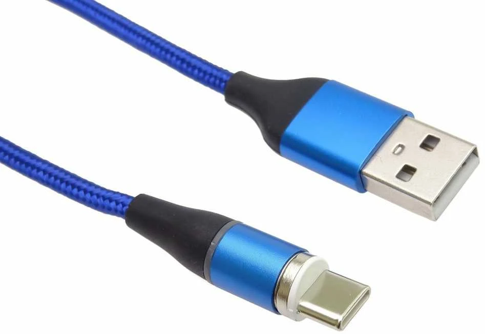 „PremiumCord“ magnetinis „micro USB“ ir USB-C įkrovimo ir duomenų perdavimo laidas, 1 m, mėlynas