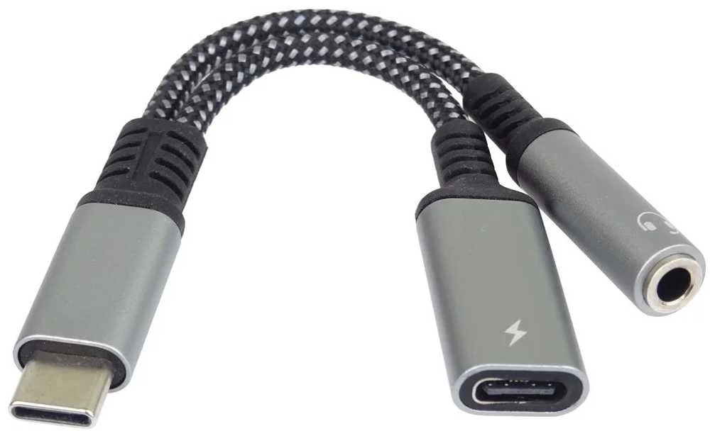 USB-C į 3,5 mm adapteris su įkrovimo jungtimi