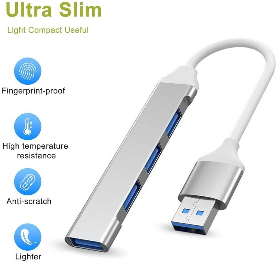 „PremiumCord“ šakotuvas USB3.2A į USB3.2 A + 3x USB2.0 A, „SuperSpeed 5Gbps“, aliuminio korpusas