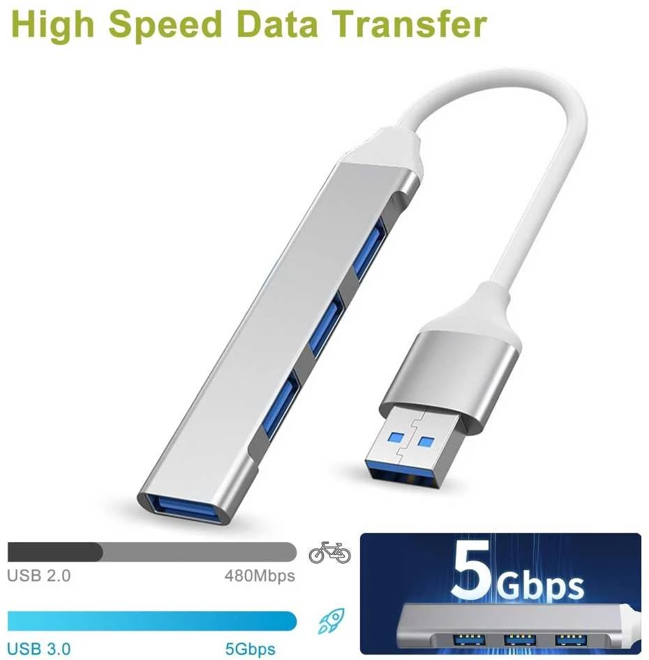 „PremiumCord“ šakotuvas USB3.2A į USB3.2 A + 3x USB2.0 A, „SuperSpeed 5Gbps“, aliuminio korpusas