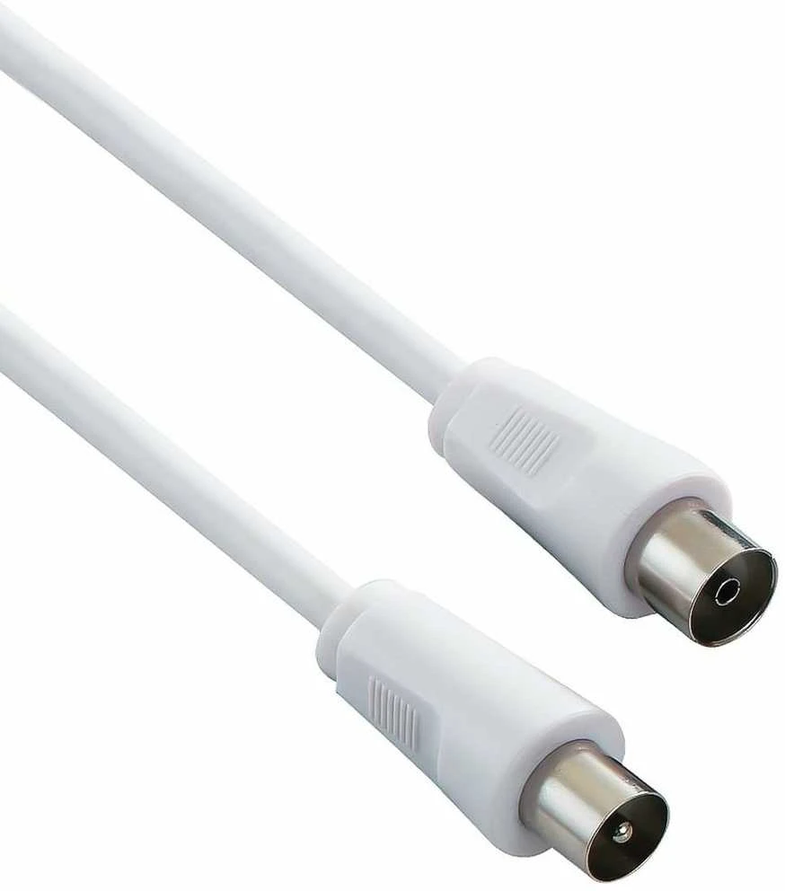 Baltas antenos kabelis su koaksialinėmis jungtimis