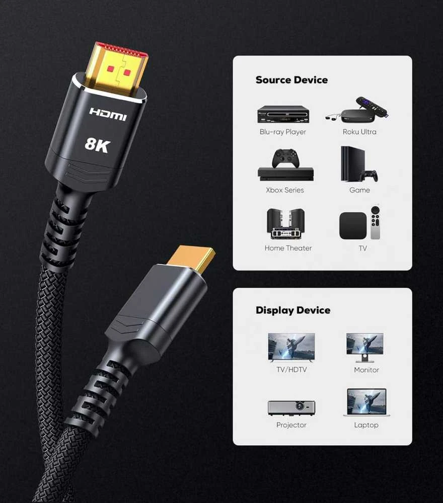 „PremiumCord ULTRA HDMI 2.1 High Speed + Ethernet“ kabelis, 8K@60Hz, paauksuotas, 3 m