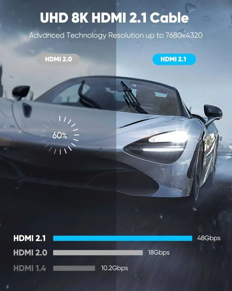 „PremiumCord ULTRA HDMI 2.1 High Speed + Ethernet“ kabelis, 8K@60Hz, paauksuotas, 5 m ilgio