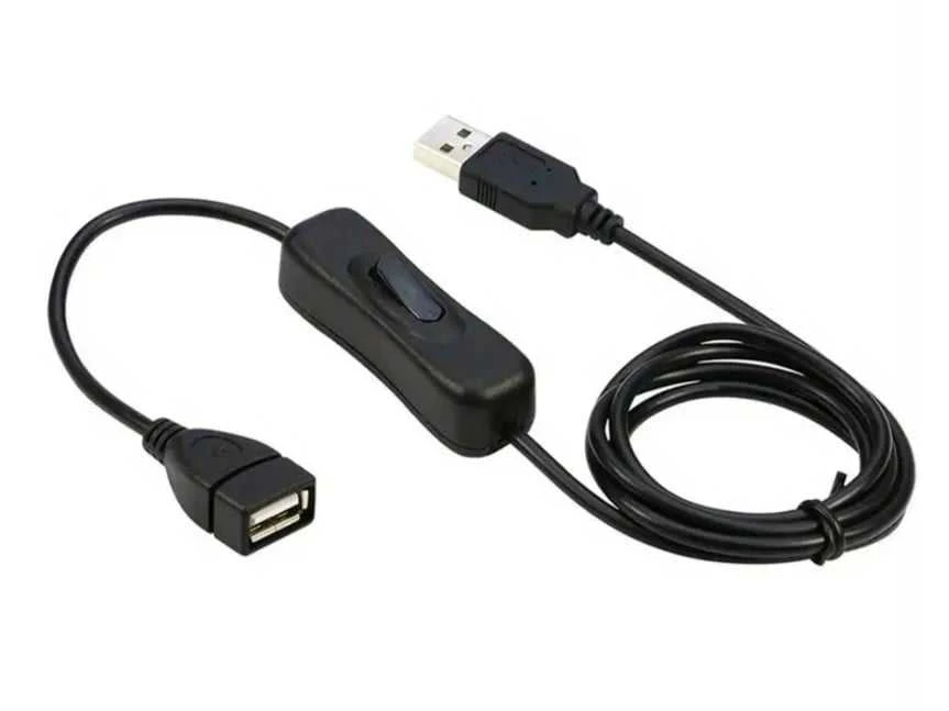 PREMIUMCORD USB 2.0 prailginimo laidas su įjungimo/išjungimo jungikliu, 1 m, juodas