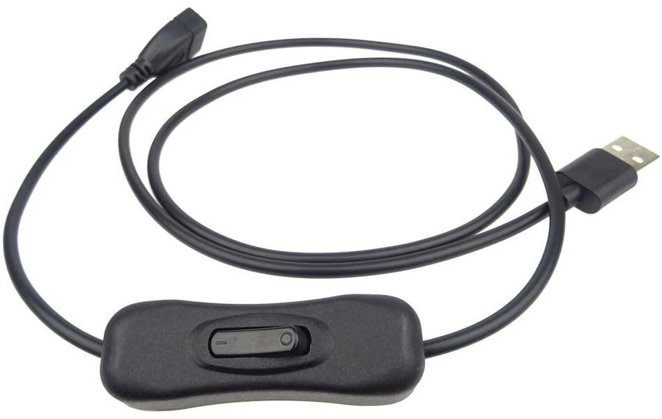 PREMIUMCORD USB 2.0 prailginimo laidas su įjungimo/išjungimo jungikliu, 1 m, juodas