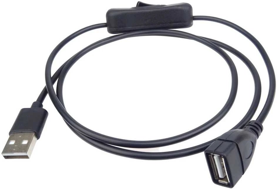 PREMIUMCORD USB 2.0 prailginimo laidas su įjungimo/išjungimo jungikliu, 1 m, juodas