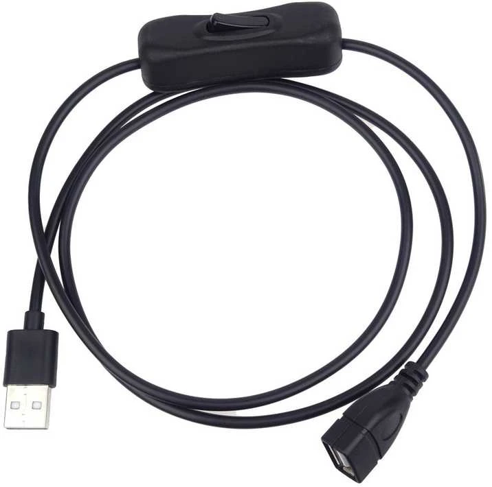 PREMIUMCORD USB 2.0 prailginimo laidas su įjungimo/išjungimo jungikliu, 1 m, juodas