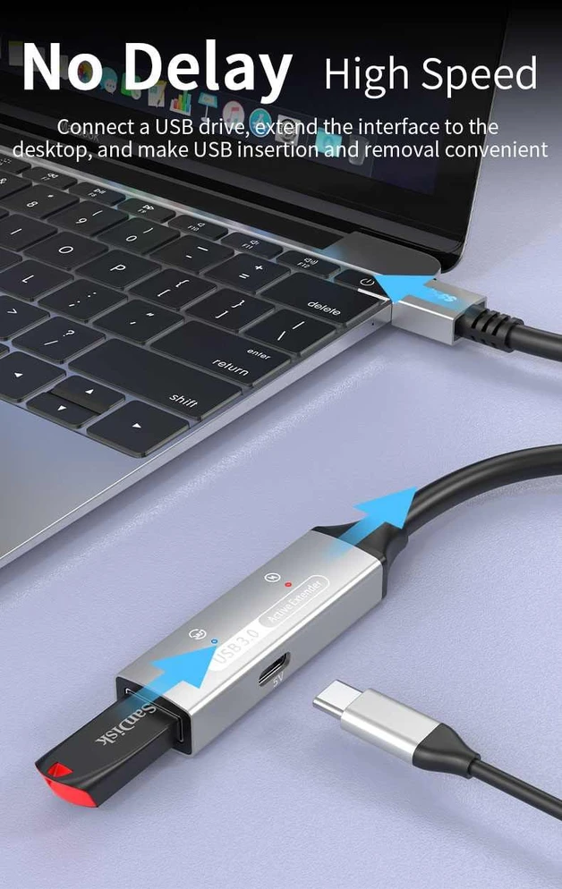 „PremiumCord PREMIUMCORD“ USB 3.2 kartotuvo ir prailginimo kabelis, kištukas-lizdas, 5 Gbps, aliuminis, 5 m