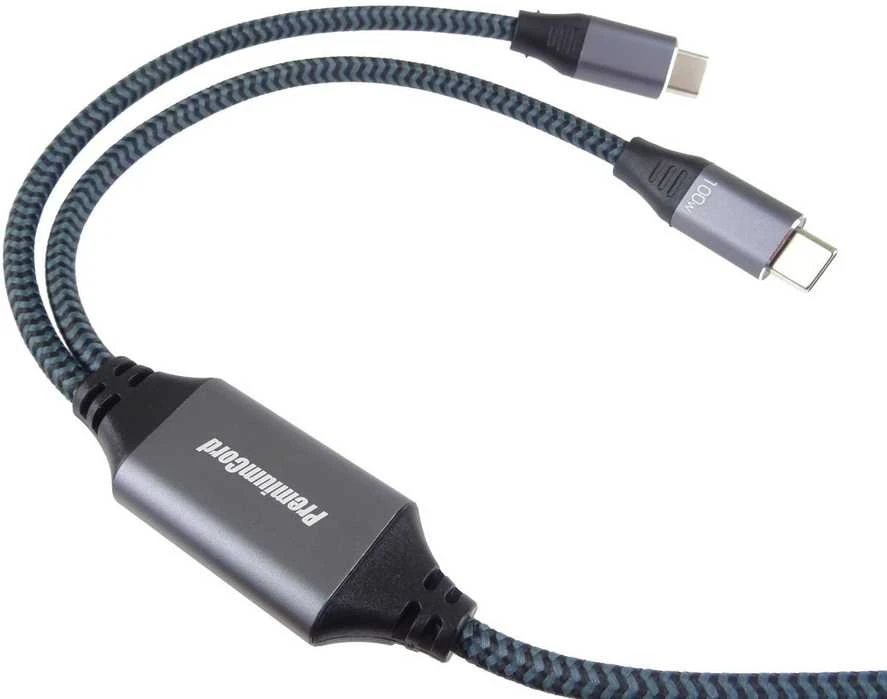 PREMIUMCORD USB-C įkrovimo laidas, 2xUSB-C į USB-C, 100W, 1m, juodas