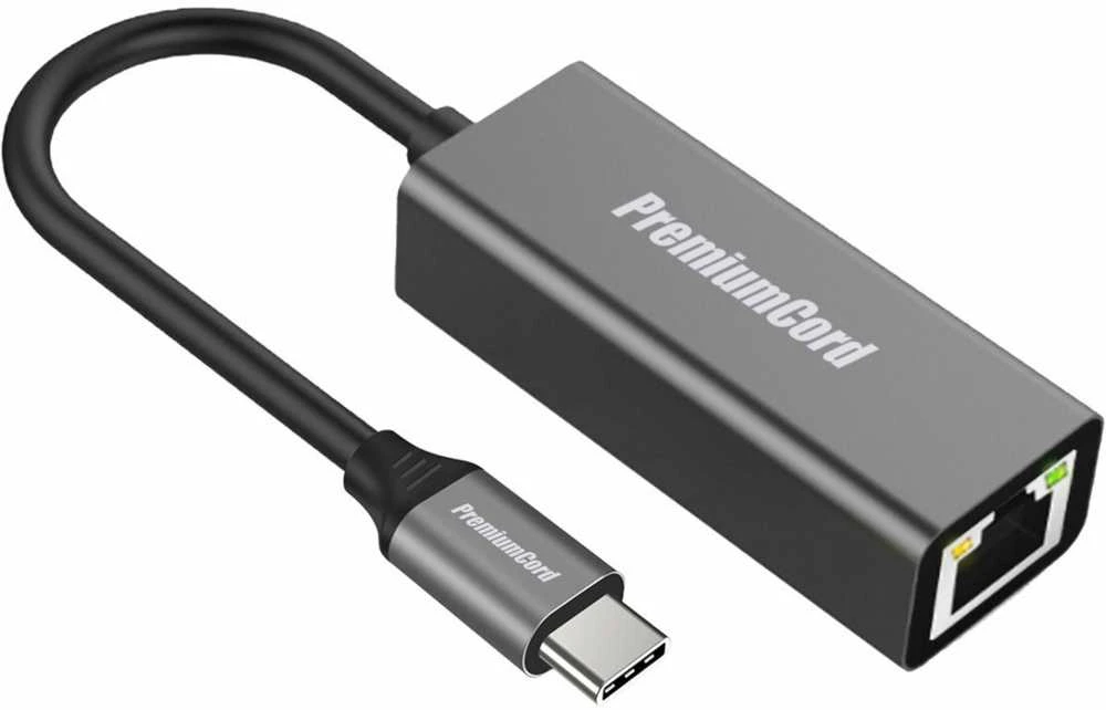 Adapteris USB PremiumCord USB-C - RJ-45 Sidabrinė (ku31ether02)