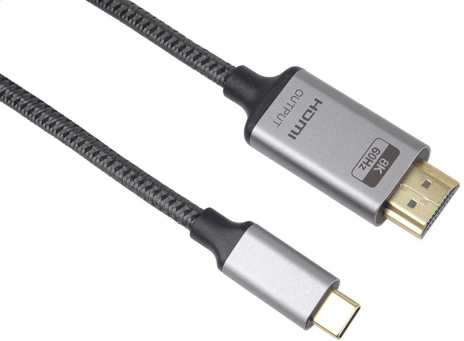 „PremiumCord“ kabelis nuo USB-C iki HDMI 2 m vaizdo raiška 8K@60Hz, 4K@144Hz Aliuminis