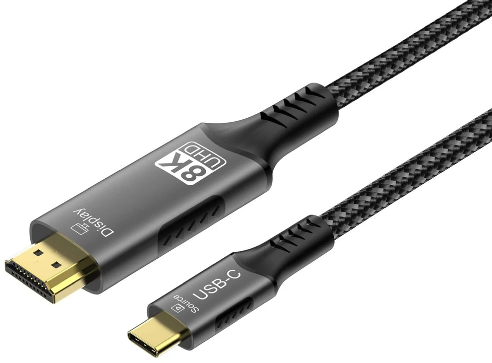 USB kabelis PremiumCord USB-C į HDMI kabelis 2m Vaizdo raiška 8K@60Hz, 4K@144Hz Aliuminis