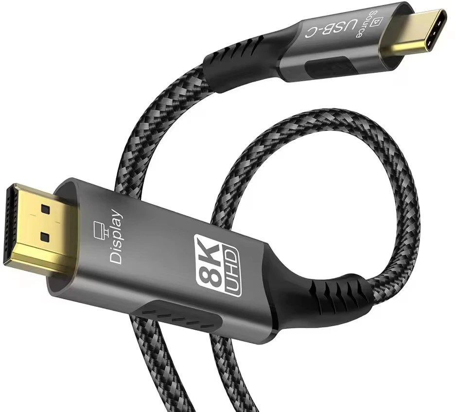 USB kabelis PremiumCord USB-C į HDMI kabelis 2m Vaizdo raiška 8K@60Hz, 4K@144Hz Aliuminis