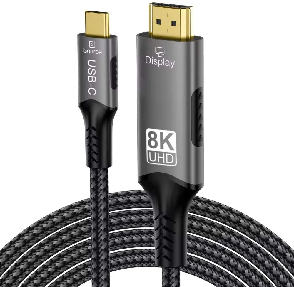 USB kabelis PremiumCord USB-C į HDMI kabelis 2m Vaizdo raiška 8K@60Hz, 4K@144Hz Aliuminis