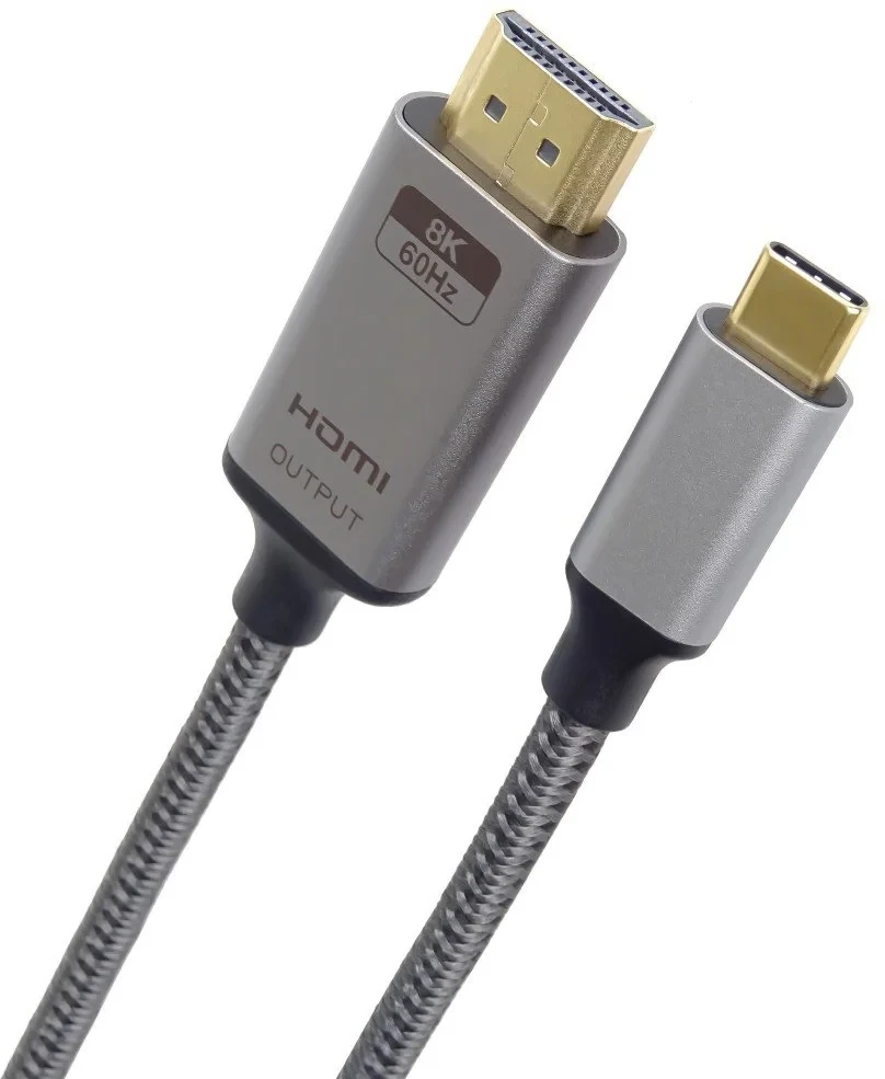 „PremiumCord“ kabelis nuo USB-C iki HDMI 2 m vaizdo raiška 8K@60Hz, 4K@144Hz Aliuminis