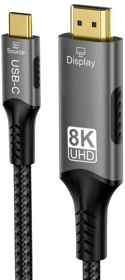 USB kabelis PremiumCord USB-C į HDMI kabelis 2m Vaizdo raiška 8K@60Hz, 4K@144Hz Aliuminis