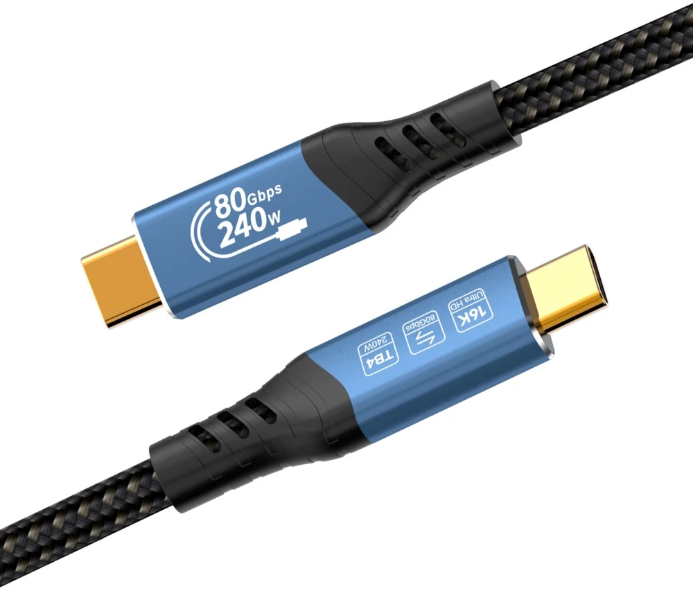 Kabelis USB PremiumCord PREMIUMCORD Kabelis USB4™ Version2.0 80Gbps 16K@60Hz 240W Thunderbolt 3 a 4 kabelis 1m