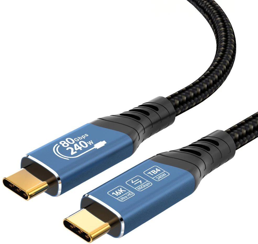 Kabelis USB PremiumCord PREMIUMCORD Kabelis USB4™ Version2.0 80Gbps 16K@60Hz 240W Thunderbolt 3 a 4 kabelis 1m