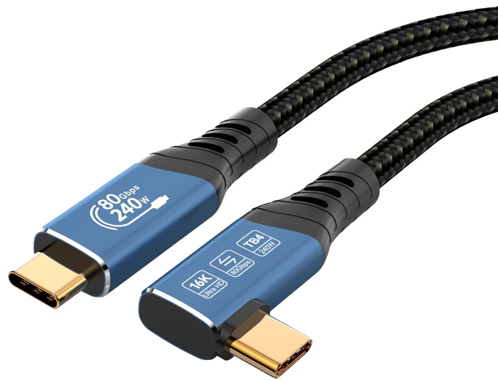 Kabelis USB PremiumCord PREMIUMCORD Kabelis USB4™ Version2.0 80Gbps 16K@60Hz 240W Thunderbolt 3 a 4 kabelis zahnutý 1,5m
