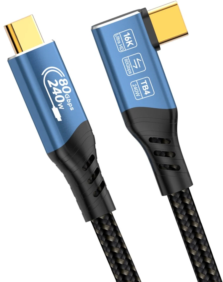 Kabelis USB PremiumCord PREMIUMCORD Kabelis USB4™ Version2.0 80Gbps 16K@60Hz 240W Thunderbolt 3 a 4 kabelis zahnutý 1,5m
