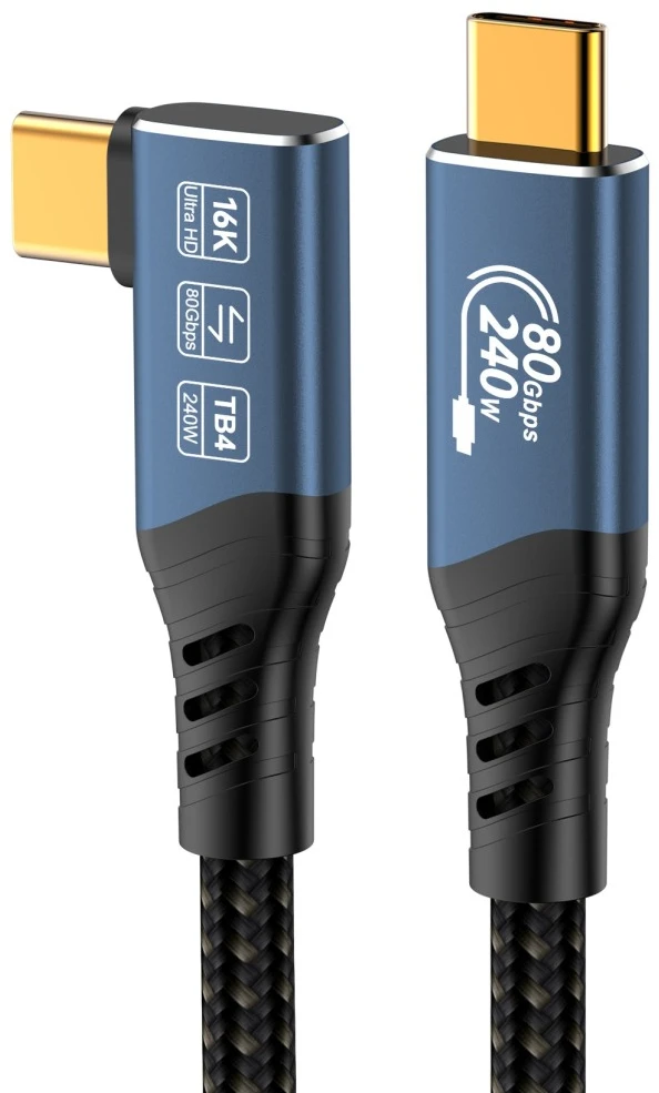 Kabelis USB PremiumCord PREMIUMCORD Kabelis USB4™ Version2.0 80Gbps 16K@60Hz 240W Thunderbolt 3 a 4 kabelis zahnutý 1,5m