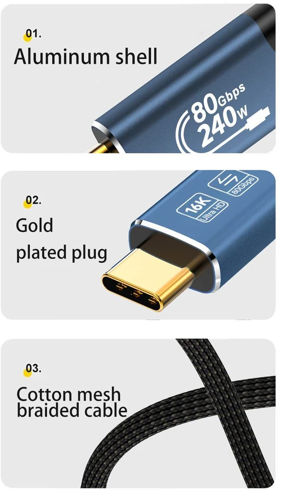 Kabelis USB PremiumCord PREMIUMCORD Kabelis USB4™ Version2.0 80Gbps 16K@60Hz 240W Thunderbolt 3 a 4 kabelis zahnutý 1,2m