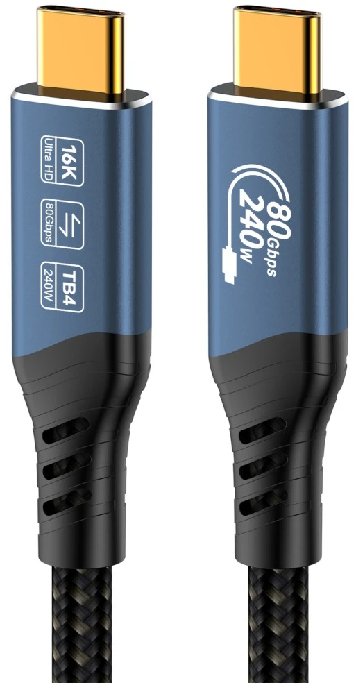 Kabelis USB PremiumCord PREMIUMCORD Kabelis USB4™ Version2.0 80Gbps 16K@60Hz 240W Thunderbolt 3 a 4 kabelis 1m