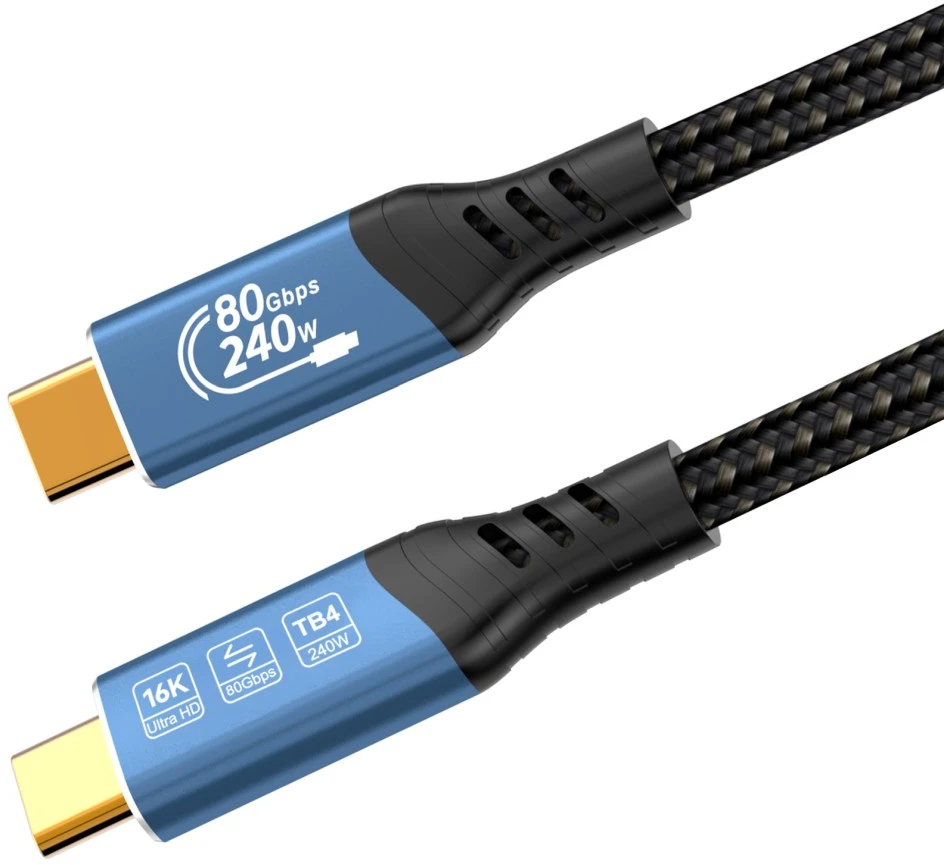 Kabelis USB PremiumCord PREMIUMCORD Kabelis USB4™ Version2.0 80Gbps 16K@60Hz 240W Thunderbolt 3 a 4 kabelis 1m