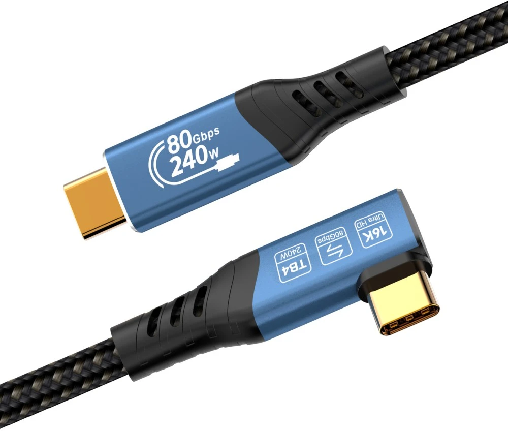 Kabelis USB PremiumCord PREMIUMCORD Kabelis USB4™ Version2.0 80Gbps 16K@60Hz 240W Thunderbolt 3 a 4 kabelis zahnutý 1m
