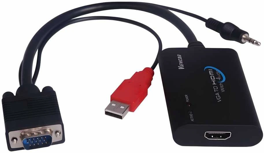VGA į HDMI adapteris su USB ir audio jungtimis