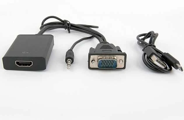 Adapteris AV PremiumCord HDMI - D-Sub (VGA) + 3,5 mm juodas lizdas
