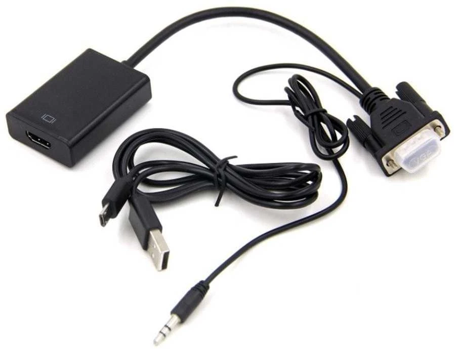 Adapteris AV PremiumCord HDMI - D-Sub (VGA) + 3,5 mm juodas lizdas