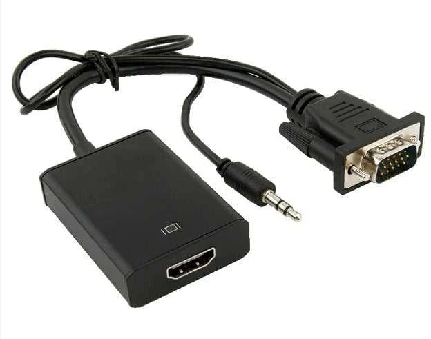 Adapteris AV PremiumCord HDMI - D-Sub (VGA) + 3,5 mm juodas lizdas