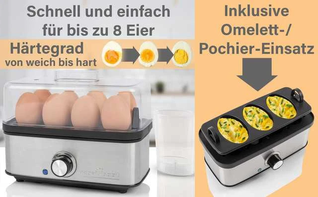 Boman ProfiCook PC-EK 1275 8 egg(s) 400 W Juodas, Nerūdijantis plienas