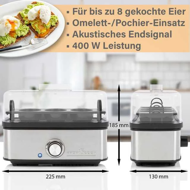 Boman ProfiCook PC-EK 1275 8 egg(s) 400 W Juodas, Nerūdijantis plienas
