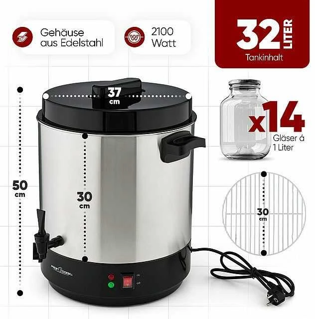 ProfiCook PC-EKA 1283 konservavimo puodas su techniniais matmenimis