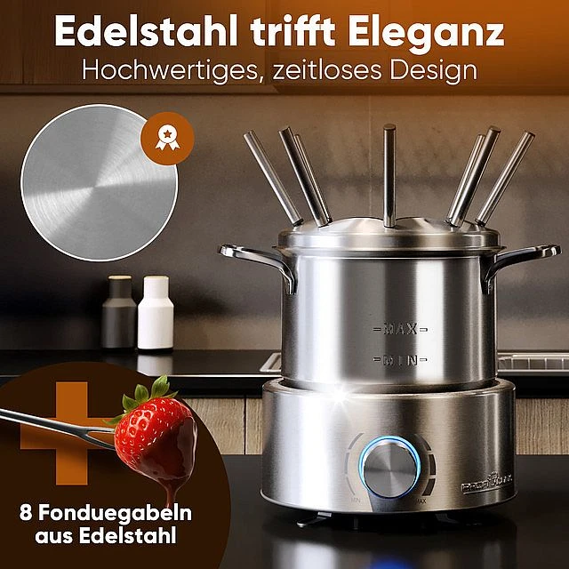 Bez Marki ProfiCook PC-FD 1288 elektrinis nerūdijančio plieno fondiu rinkinys