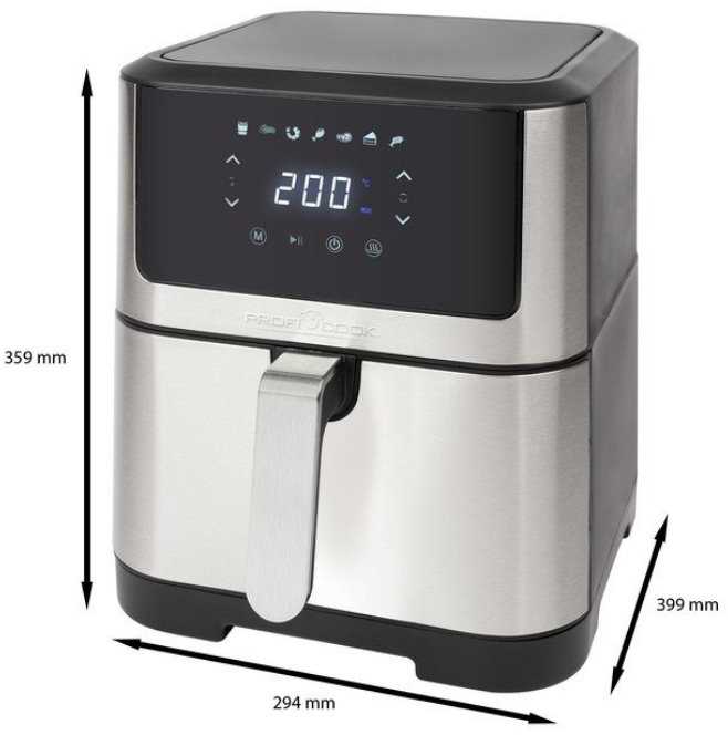 Gruzdintuvė Profi Cook ProfiCook PC-FR 1269 H fryer Single 8 L Stand-alone 1800 W Hot air fryer Juodas, Nerūdijantis plienas
