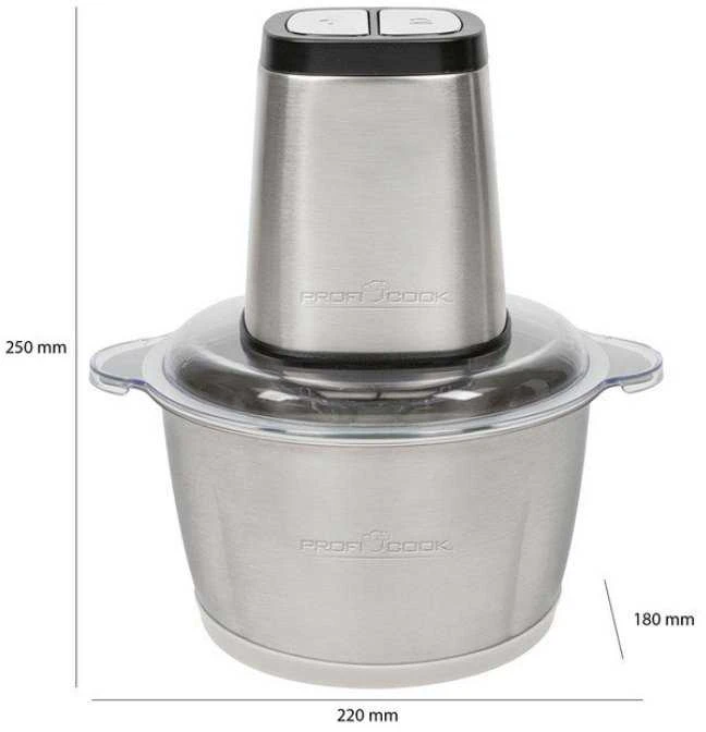 Profi Cook Maisto Smulkintuvas - PROFICOOK PC-MZ 1227 Sidabrinis Proficoook PC-MZ 1227 Galingas Maisto Smulkintuvas, Nerūdijančio Plieno