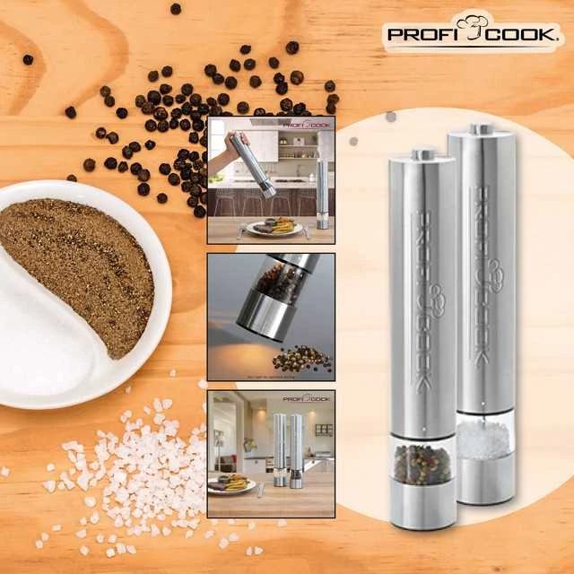 Profi Cook Mill ProfiCook pipirų ir druskos malūnėlių rinkinys PC-PSM 1031, pipirų / druskos malūnėlis (nerūdijantis plienas / skaidrus)
