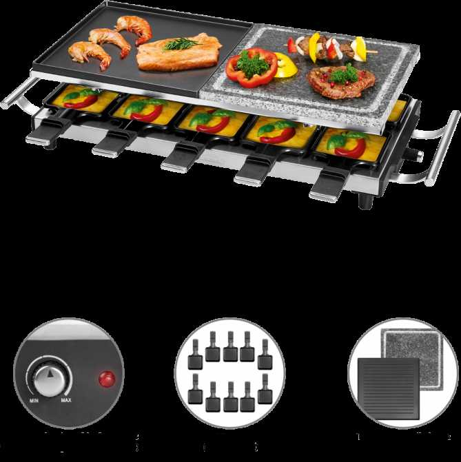 Profi Cook raclette grilis 10 asmenų su akmens ir grilio plokštėmis PC-RG 1144