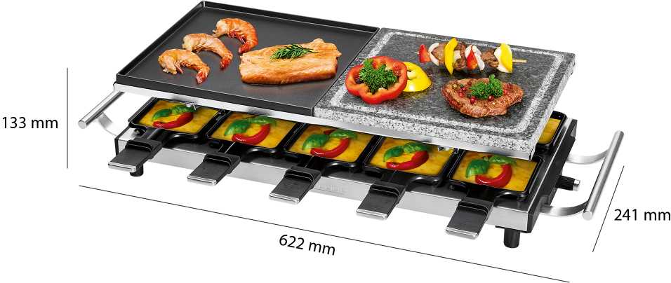 Profi Cook raclette grilis 10 asmenų su akmens ir grilio plokštėmis PC-RG 1144