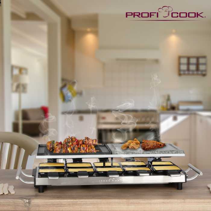 Profi Cook raclette grilis 10 asmenų su akmens ir grilio plokštėmis PC-RG 1144